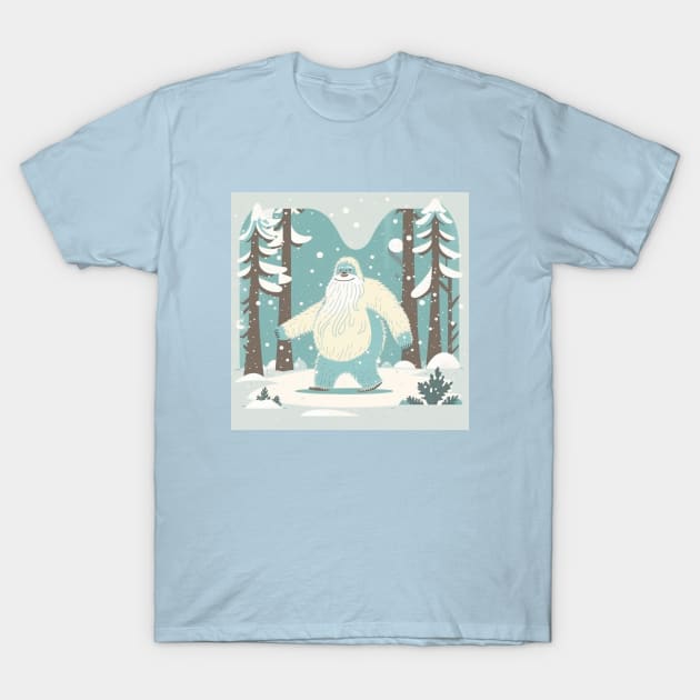 Snowy Yeti on a Happy Stroll T-Shirt by Star Scrunch